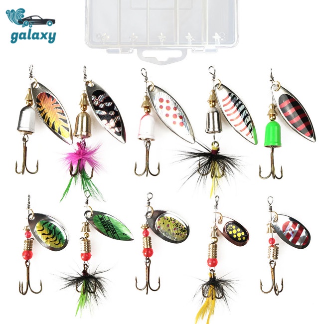 Galaxy Set 10 Mồi Giả Nhử Cá Bằng Kim Loại Cứng Kèm Móc Câu Ba Tiêu