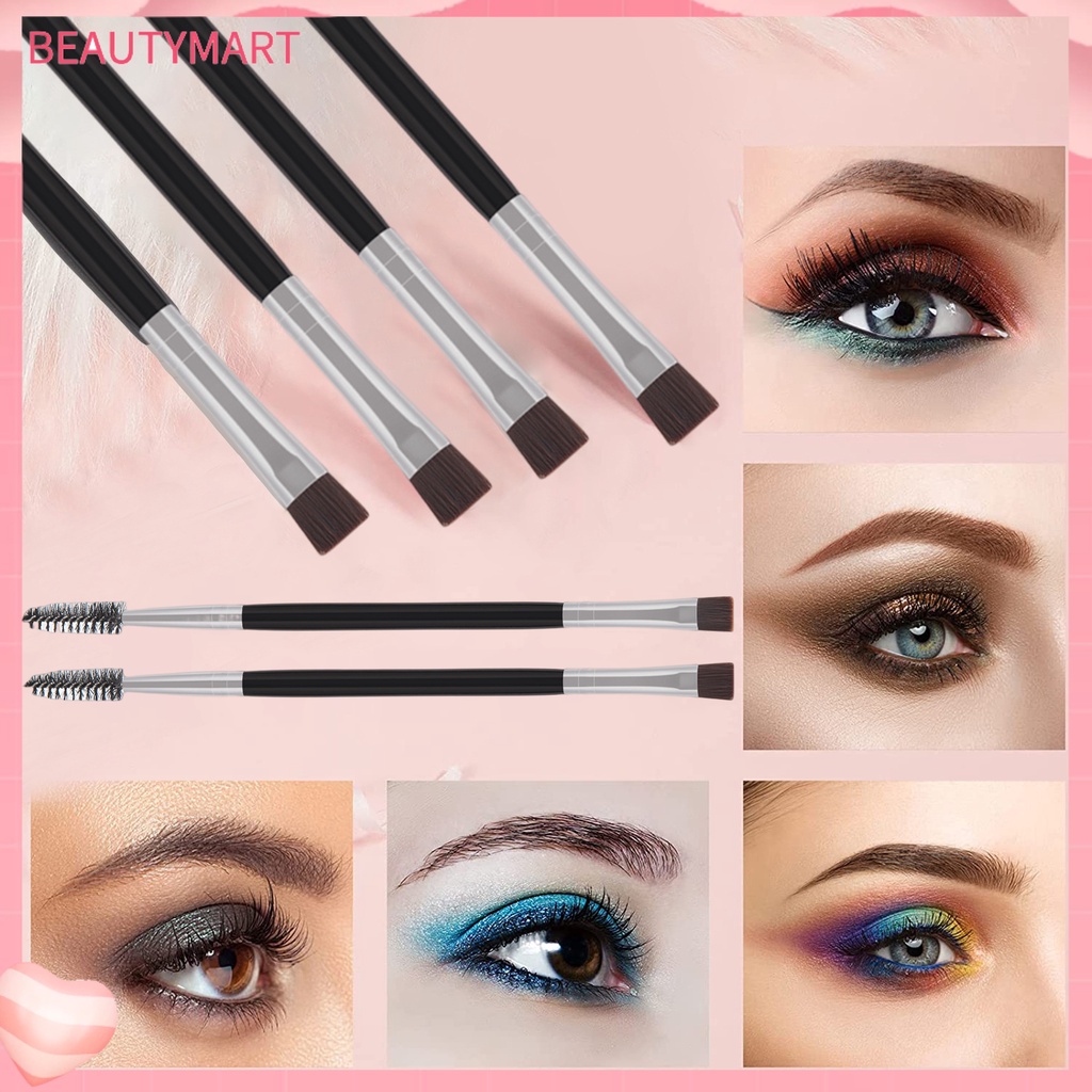 Set 2 Cọ Trang Điểm Lông Mi Thiết Kế Xoắn Ốc Màu Bạc / Đen Thiết Kế Tay Cầm Bằng Gỗ Tiện Lợi Dành Cho Nữ