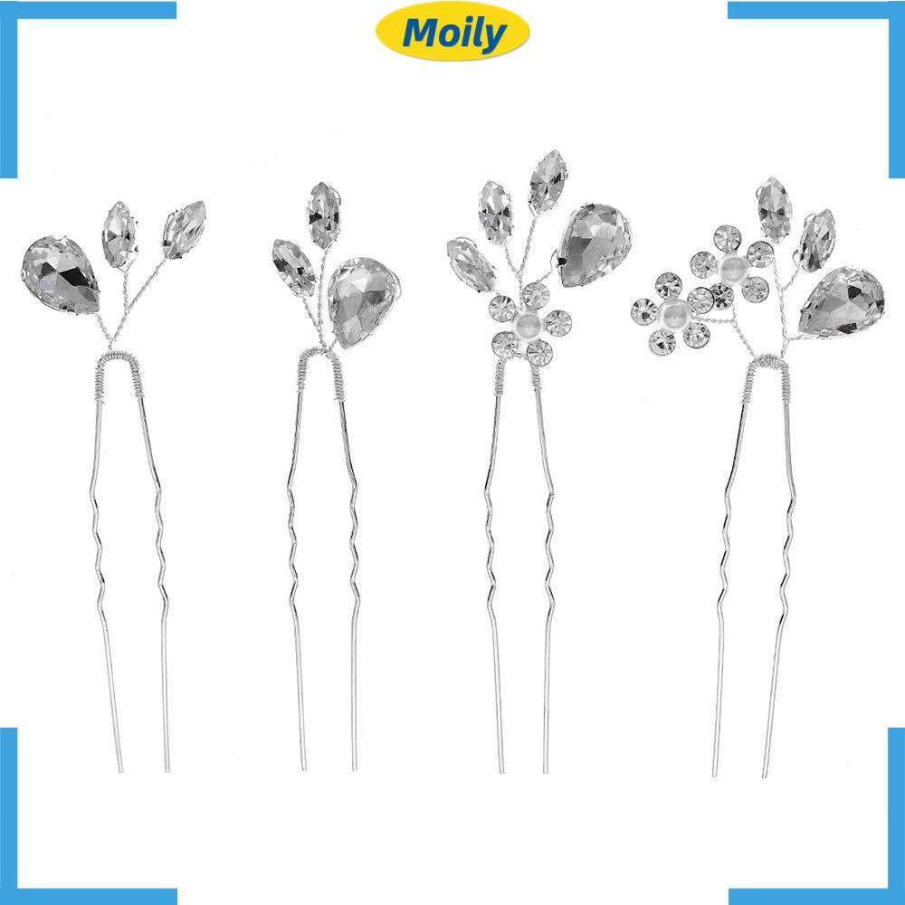 MOILYVN Trâm Cài Tóc Đính Đá Lấp Lánh Cho Cô Dâu