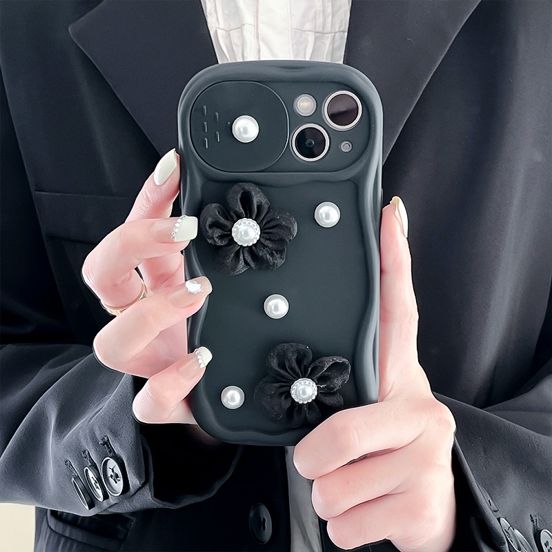 Ốp Điện Thoại TPU Mềm Chống Sốc Đính Hạt Ngọc Trai Và Hoa 3D Dành Cho Apple IPhone 14 13 12 11 Pro Max