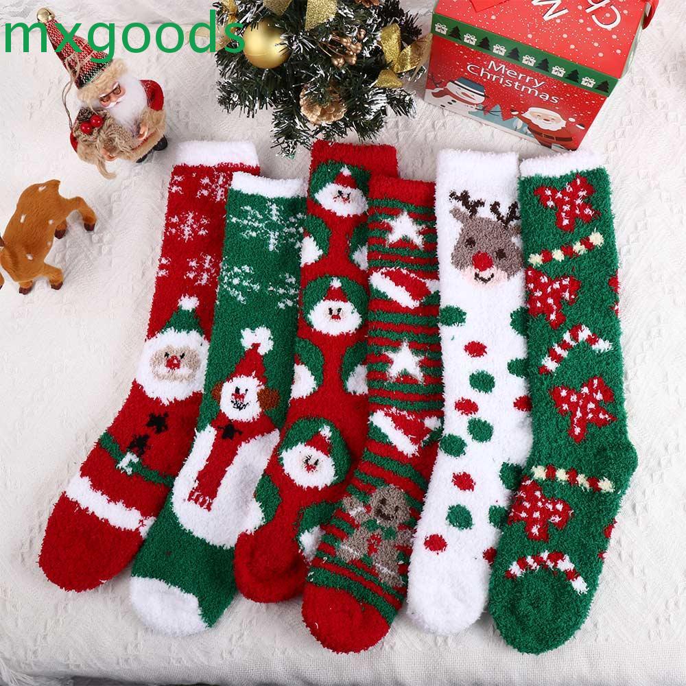 MXGOODS Vớ Nữ Thoải Mái Họa Tiết Giáng Sinh Thời Trang