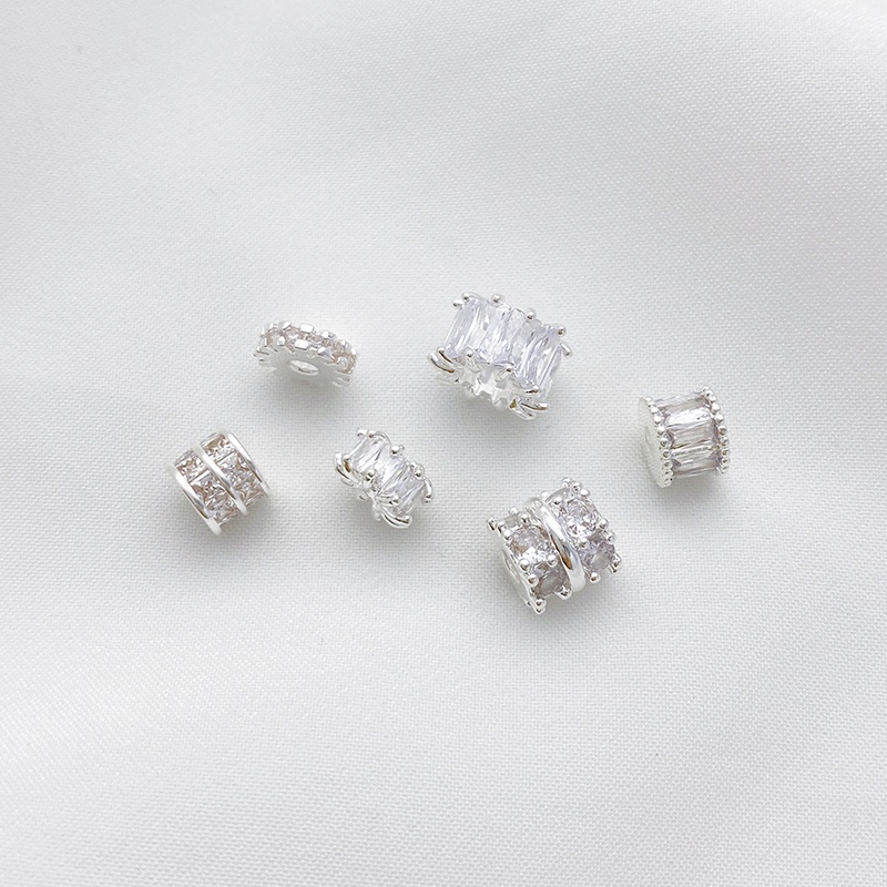 Hạt Bạc Zircon Hình Hoa Tuyết Nhiều Màu Sắc Dùng Làm Vòng Tay / Dây Chuyền diy