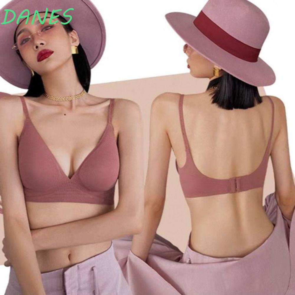 DANES Áo Ngực Chữ D Không Đường May Mềm Mại Chống Trượt Có Đệm Lót Ngực Dành Cho Nữ