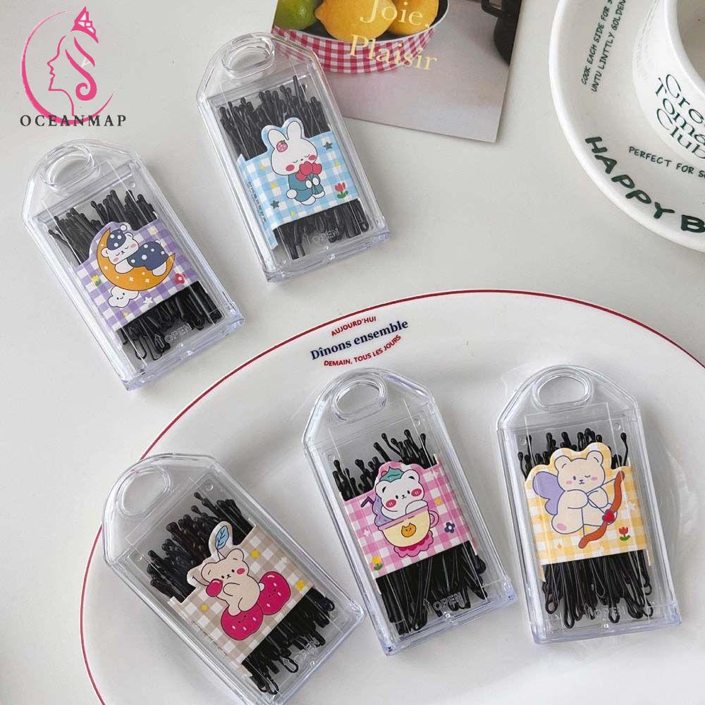 OCEANMAP Set Kẹp Tóc Dạng Gợn Sóng Bằng Hợp Kim Màu Đen Dành Cho Nữ