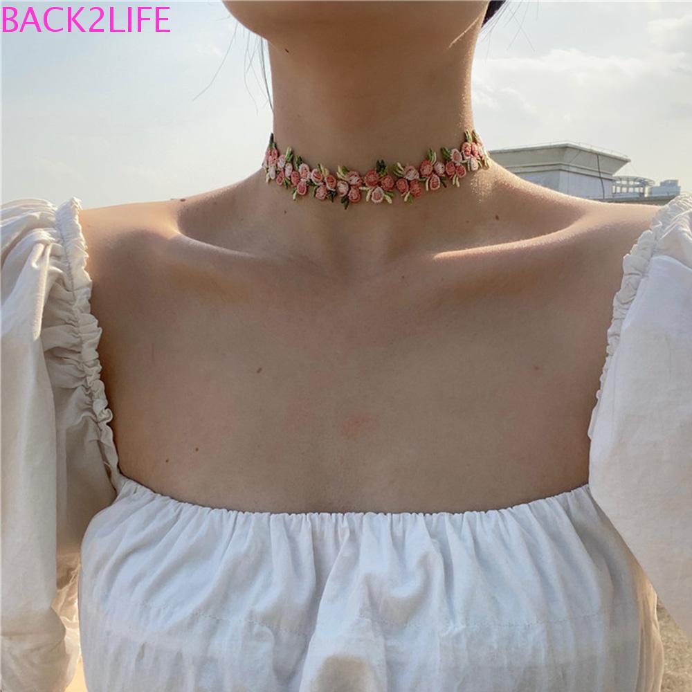 BACK2LIFE Vòng Cổ Thêu Hoa Phong Cách Vintage Dễ Thương Cho Nữ