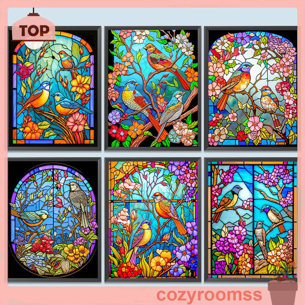 Bộ Tranh Đính Đá 5D Họa Tiết Hoa Lá Độc Đáo DIY Dùng Trang Trí Nhà Cửa