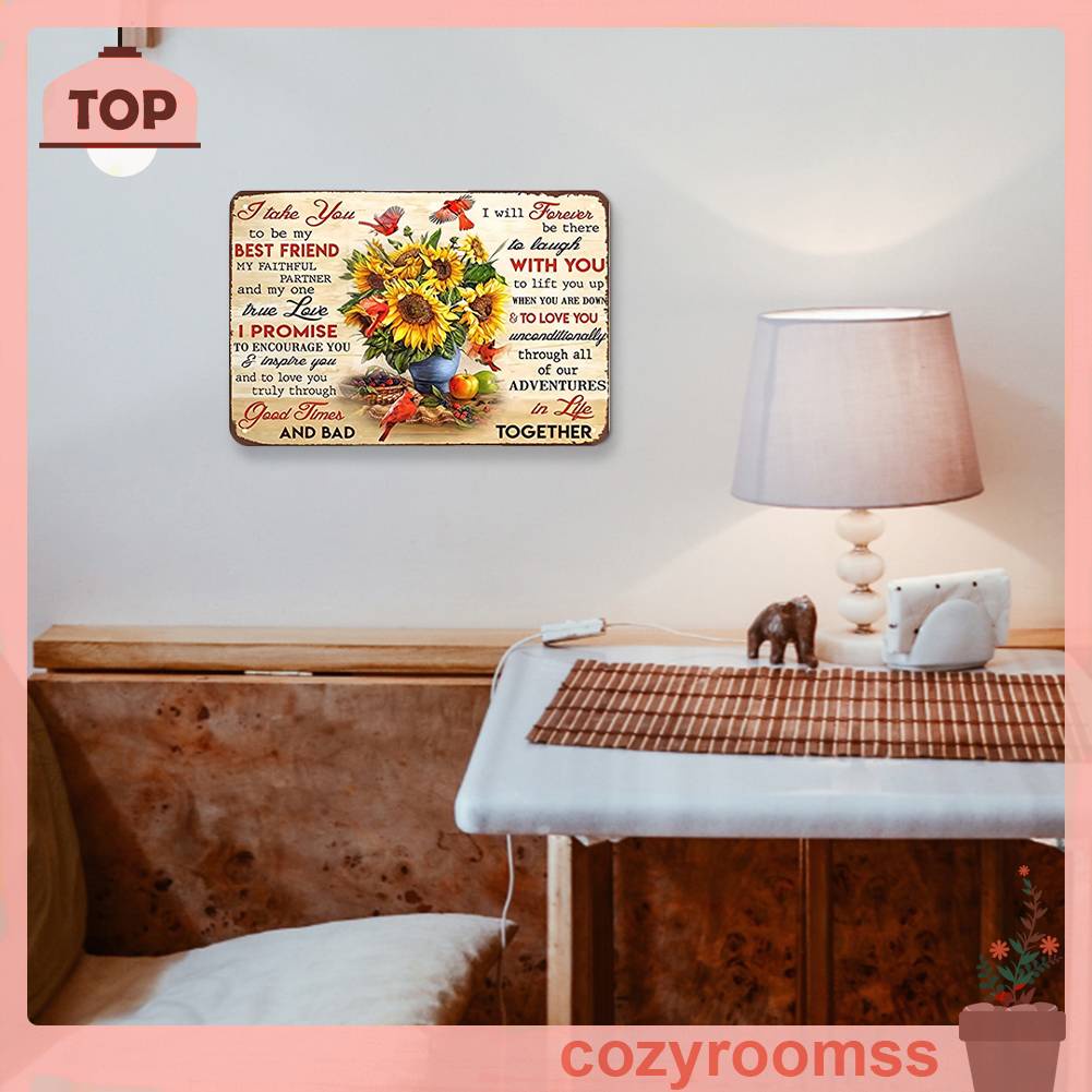 Bảng Kim Loại Hình Chữ Nhật Họa Tiết Hoa Hướng Dương Trang Trí Nội Thất