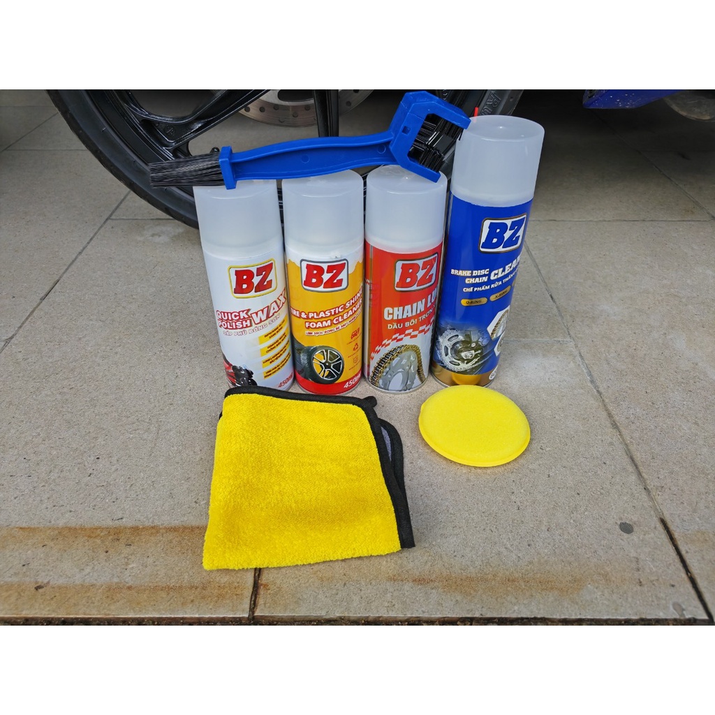 Combo Chăm Sóc Xe BZ Dưỡng Sên,Bóng Sơn,Phục Hồi Nhựa Nhám,Bóng Lốp Kèm Quà