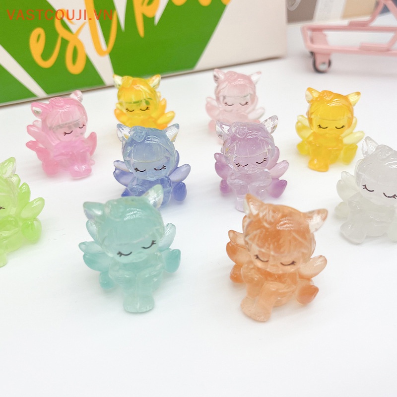 Set 2 Tượng Cáo Chín Đuôi Bằng Nhựa Phát Sáng Trong Bóng Tối Trang Trí Tiểu Cảnh / Nhà Búp Bê DIY