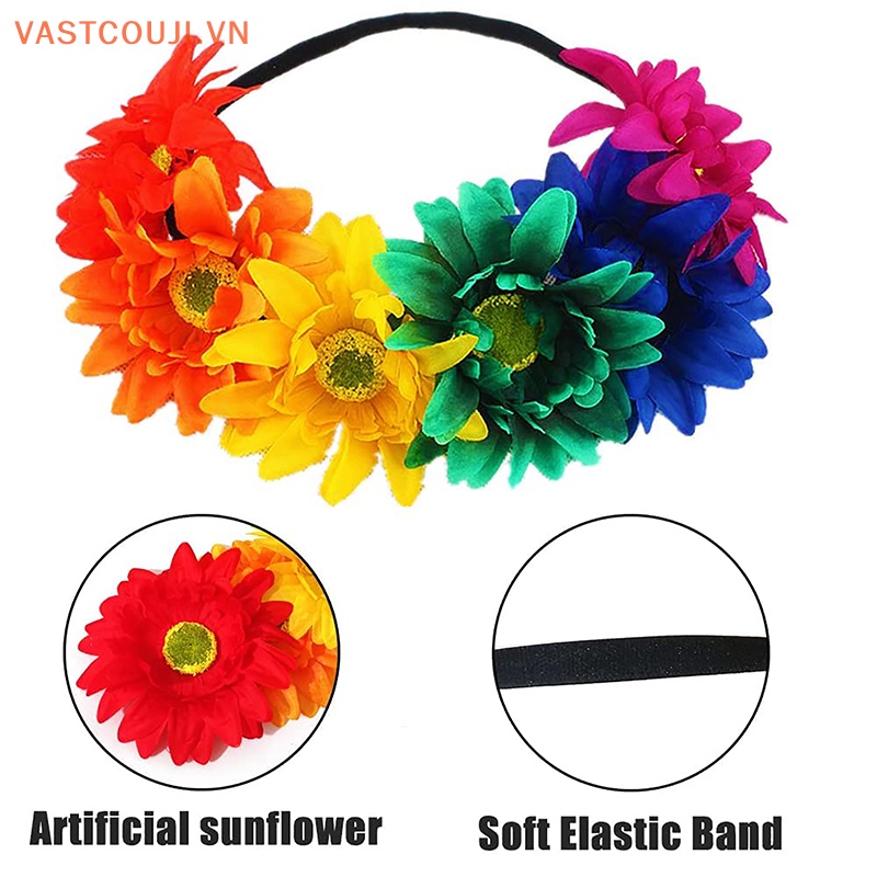 Băng Đô Bandana Hình Hoa Hướng Dương / Vương Miện Xinh Xắn Cho Nữ
