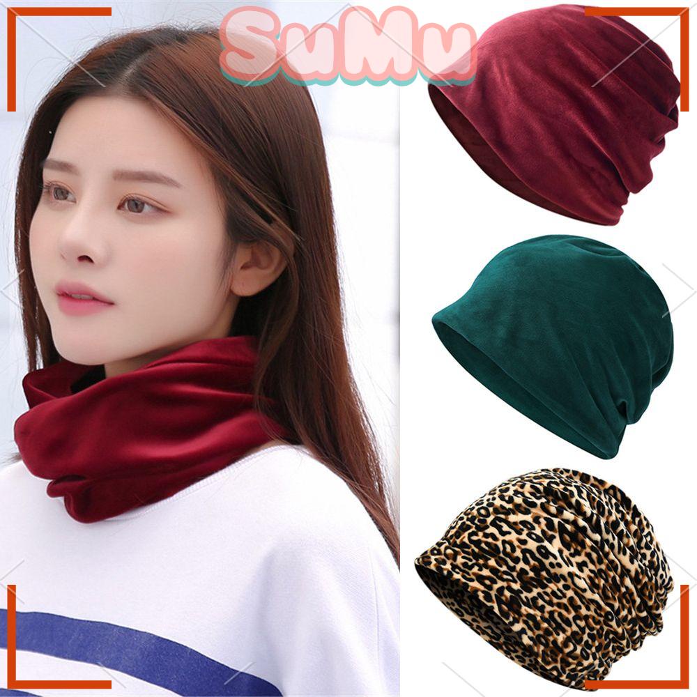 SUMU Mũ Trùm Đầu Kèm Khăn Choàng Cổ Vải Nhung Phong Cách Hiphop Cho Nam Và Nữ