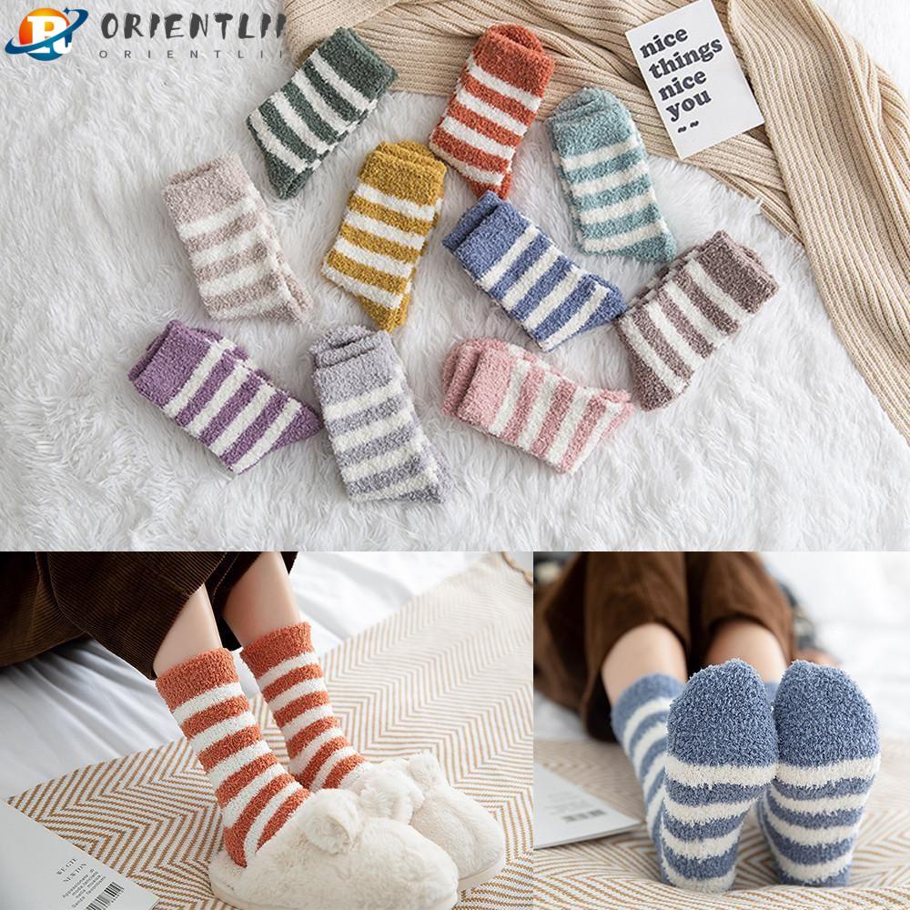 ORIENTLII Set 5 Đôi Tất Nhung Ấm Áp Hợp Thời Trang Mùa Đông