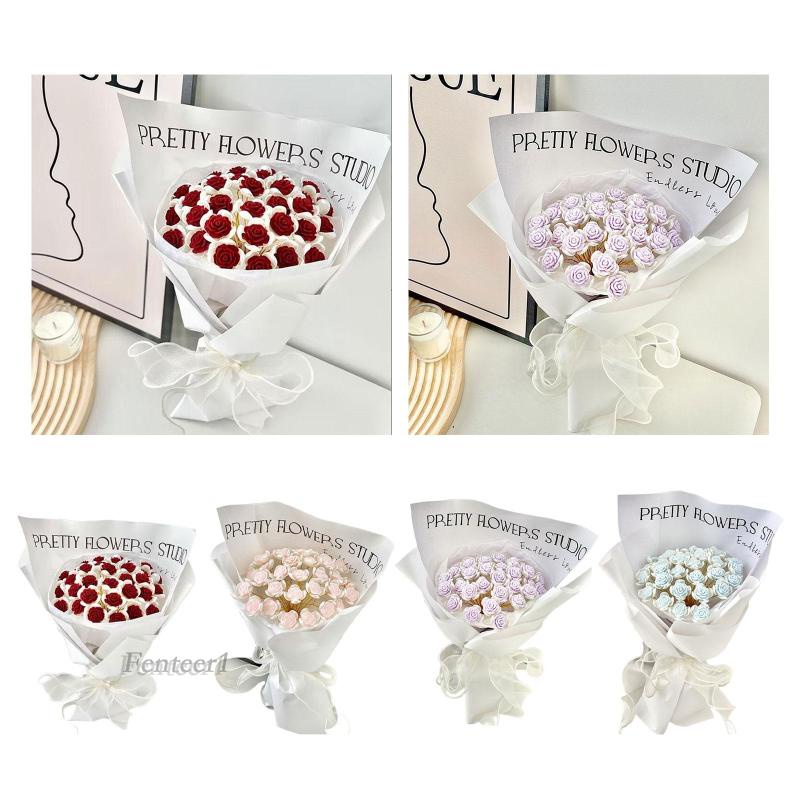 1 [Fenteer1] Set 18 Bông Hoa Hồng Giả Bằng Giấy Gói Quà