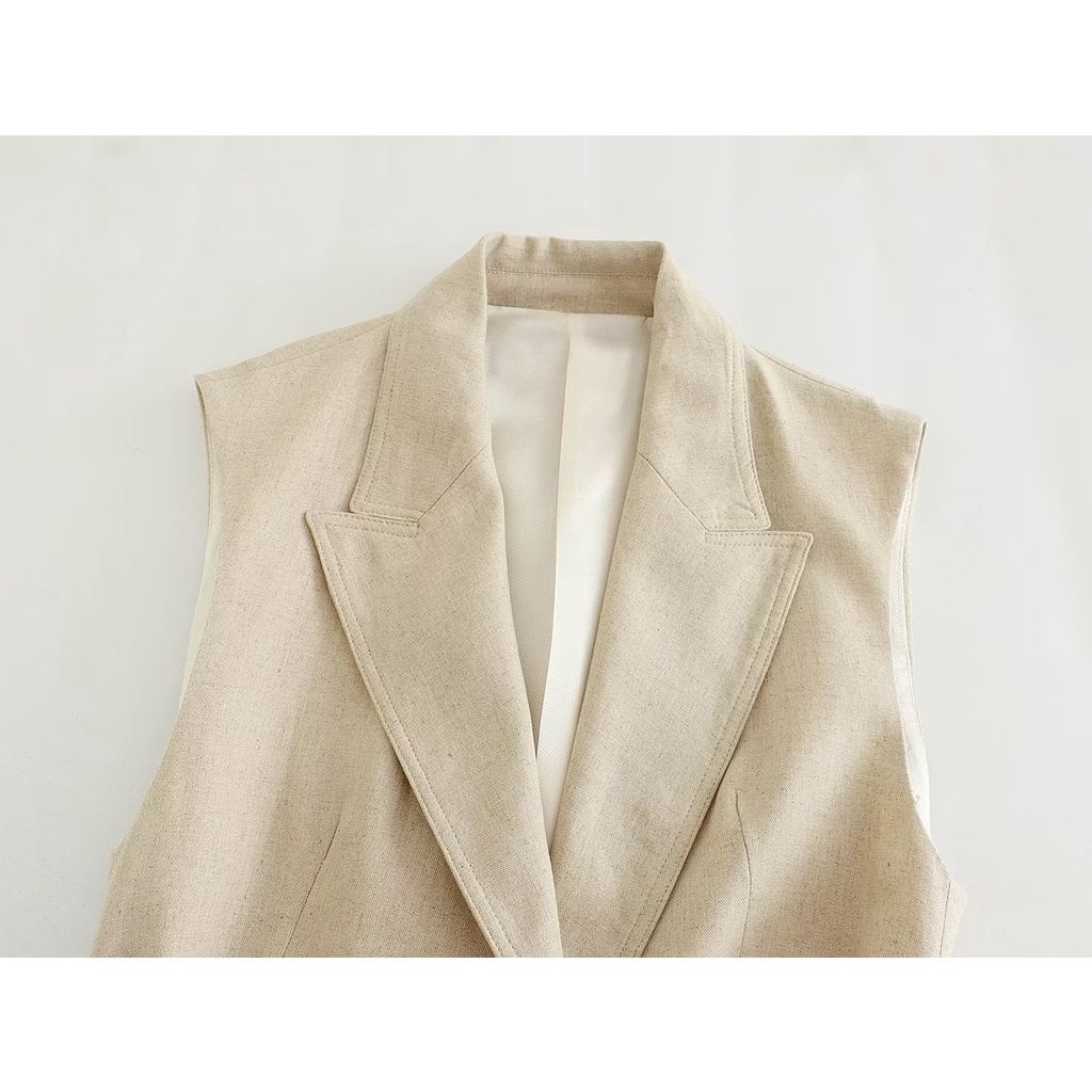 Hàng Mới Về Mới Áo Khoác Cotton Lanh Dáng Dài Có Thắt Lưng Phong Cách Âu Mỹ Thời Trang Mùa Hè 2023 W103 7713