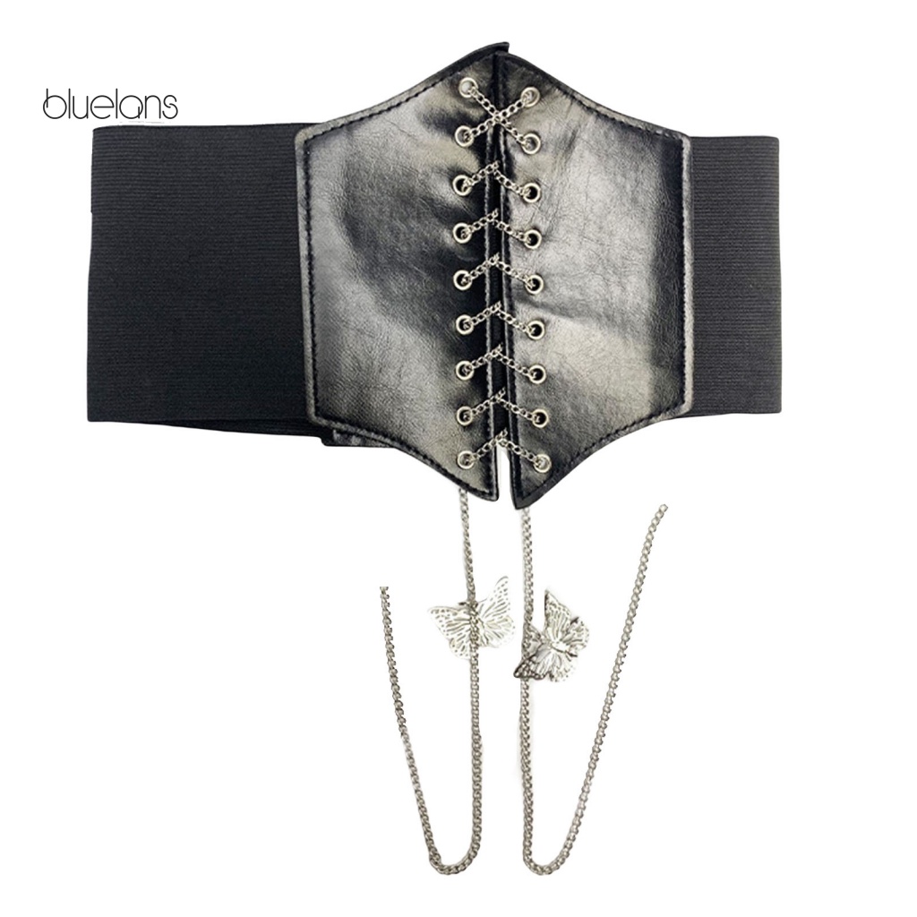 Đai Nịt Ngực Giả Da Siêu Rộng Thêu Hoa Bướm Dùng Chụp Ảnh Cho Nữ