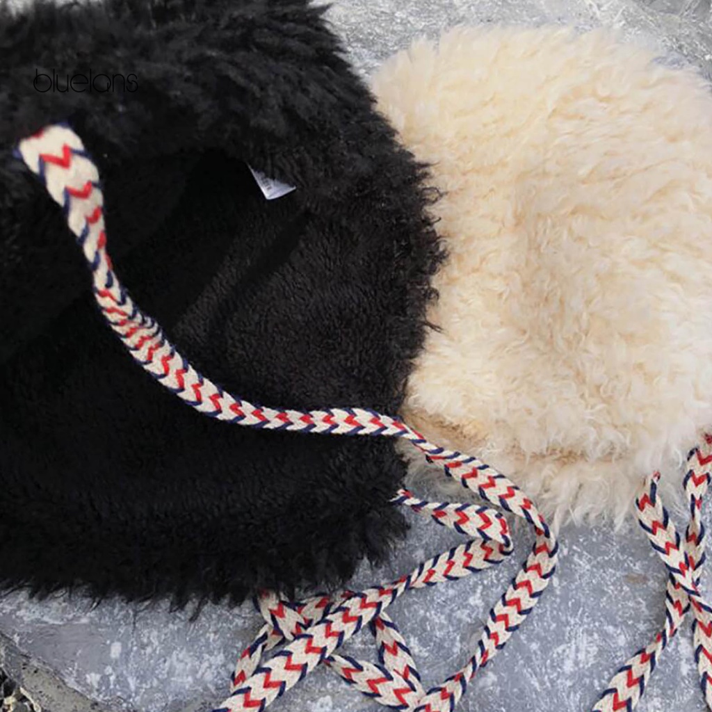 Mũ Nhung Dày Dặn Màu Trơn Chống Gió Bảo Vệ Tai Có Dây Cố Định Đường Phố Vào Mùa Thu Đông Cho Nữ