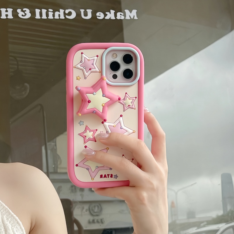 Ốp Điện Thoại Silicon Có Giá Đỡ Hình Ngôi Sao 3D Cho iPhone 11 12 12Pro 12promax 13 casing 13Pro 13promax 14 14Pro 14promax iPhone13