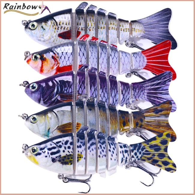 Set 5 Mồi Giả Nhử Cá 7 Khớp Nối Bằng Nhựa Gắn Kèm Móc Câu Tiện Dụng