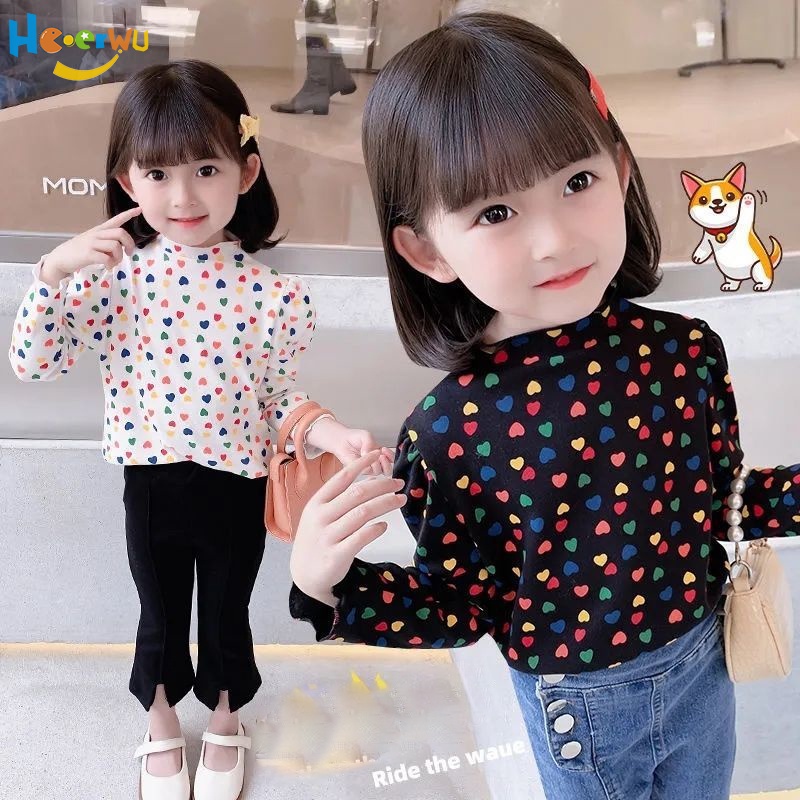 Áo Thun Tay Dài Dáng Rộng Phong Cách Hàn Quốc Dễ Thương Cho Bé Gái