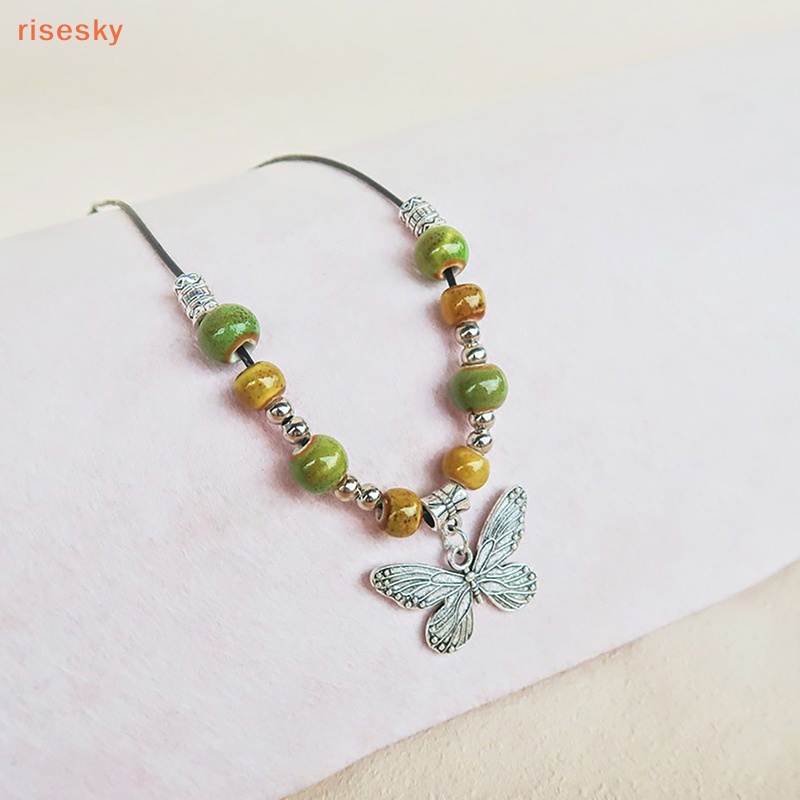 Vòng cổ Hạt Gốm Hình Bướm Phong Cách Bohemian Cổ Điển
