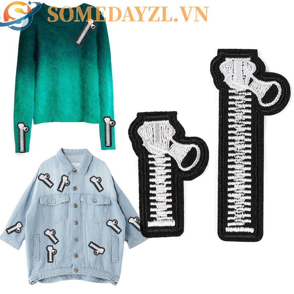 SOMEDAYZL Miếng Dán Trang Trí Ba Lô / Quần Jean Màu Trắng Đen DIY