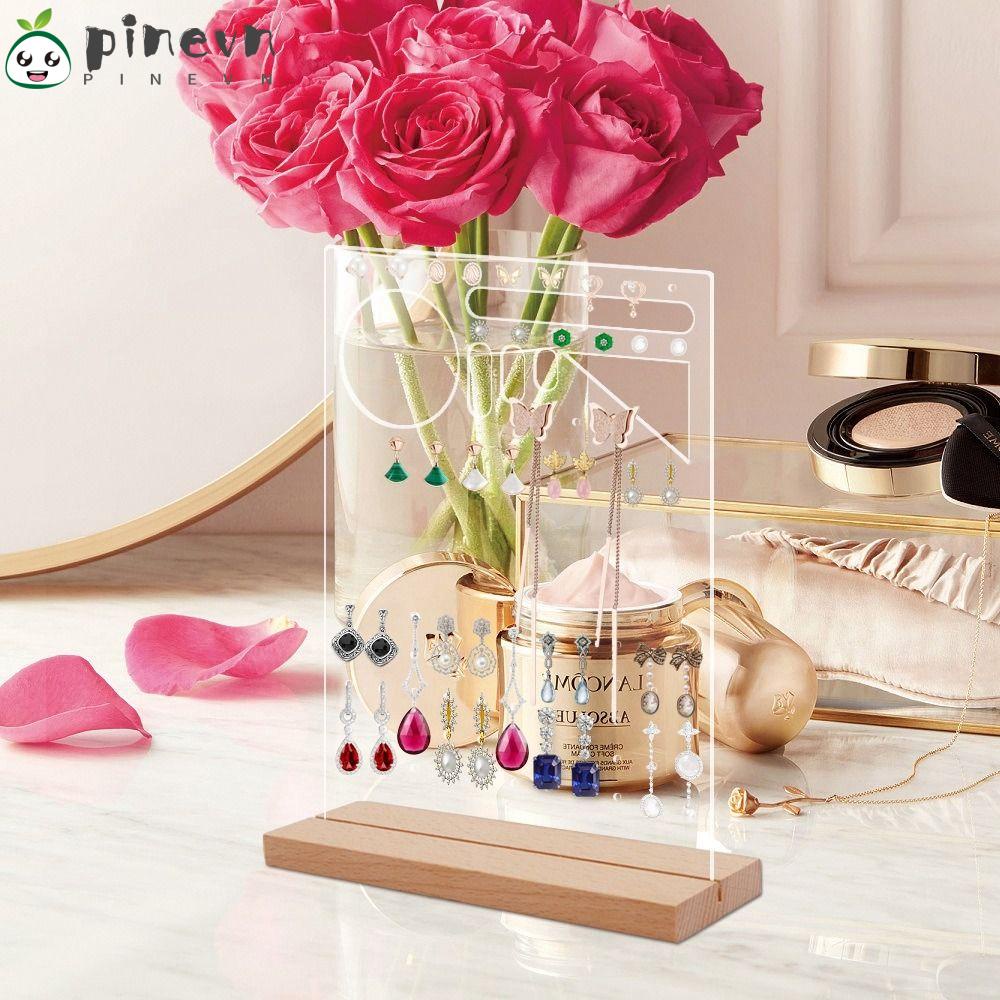 PINEVN Bộ 2 Giá Đỡ Trưng Bày Trang Sức Trong Suốt Để Bàn DIY