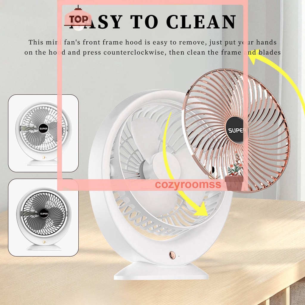 Quạt USB Mini Để Bàn Xoay 180 Độ 1200mAh 5V 4.5W Tiện Dụng Cho Gia Đình