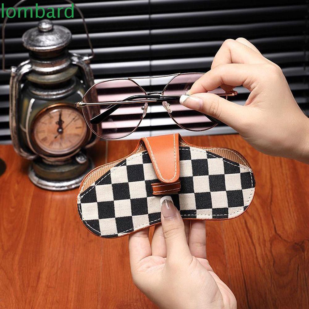 LOMBARD Hộp Đựng Mắt Kính Bằng Da PU Họa Tiết Kẻ Ô Chống Thấm Nước Kiểu Hàn Quốc Sang Trọng Cho Học Sinh