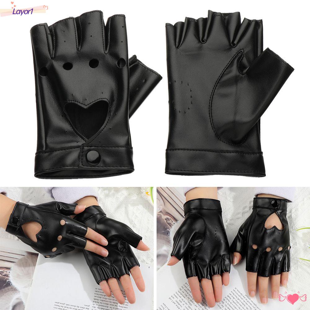 LAYOR1 Găng Tay Da Hở Ngón Chống Thấm Nước Unisex