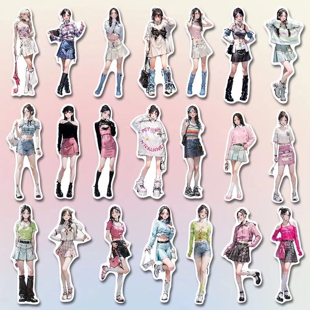 Bộ 57 Miếng Dán Hình Cô Gái anime Dễ Thương Chống Thấm Nước