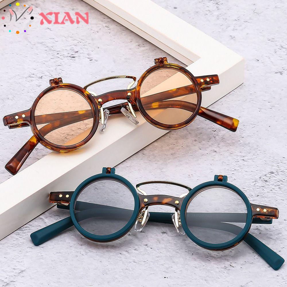 XIANTIN Kính Râm Lật Hai Lớp Đính Đinh Tán Phong Cách Retro Steampunk Phổ Biến