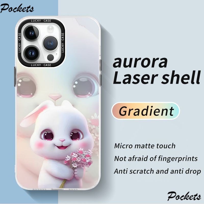 Ốp Điện Thoại Màu Laser Họa Tiết Thỏ Và Bó Hoa Xinh Xắn Cho Apple Iphonexr12678Plus 1314 FBE4