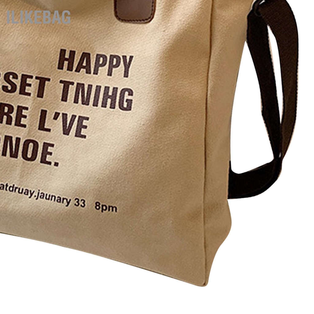 Ilikebag Đơn Giản Túi Vải Nữ Công Suất Lớn Xách In Chữ Có Dây Kéo