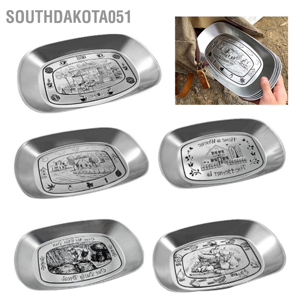 Southdakota051 Khay Đựng Hoa Quả Phong Cách Retro Thực Phẩm Thép Không Gỉ Công Suất Lớn Sâu Hơn Cỡ Nòng Tròn Các Góc Di Động Cắm Trại Bộ Đồ Ăn