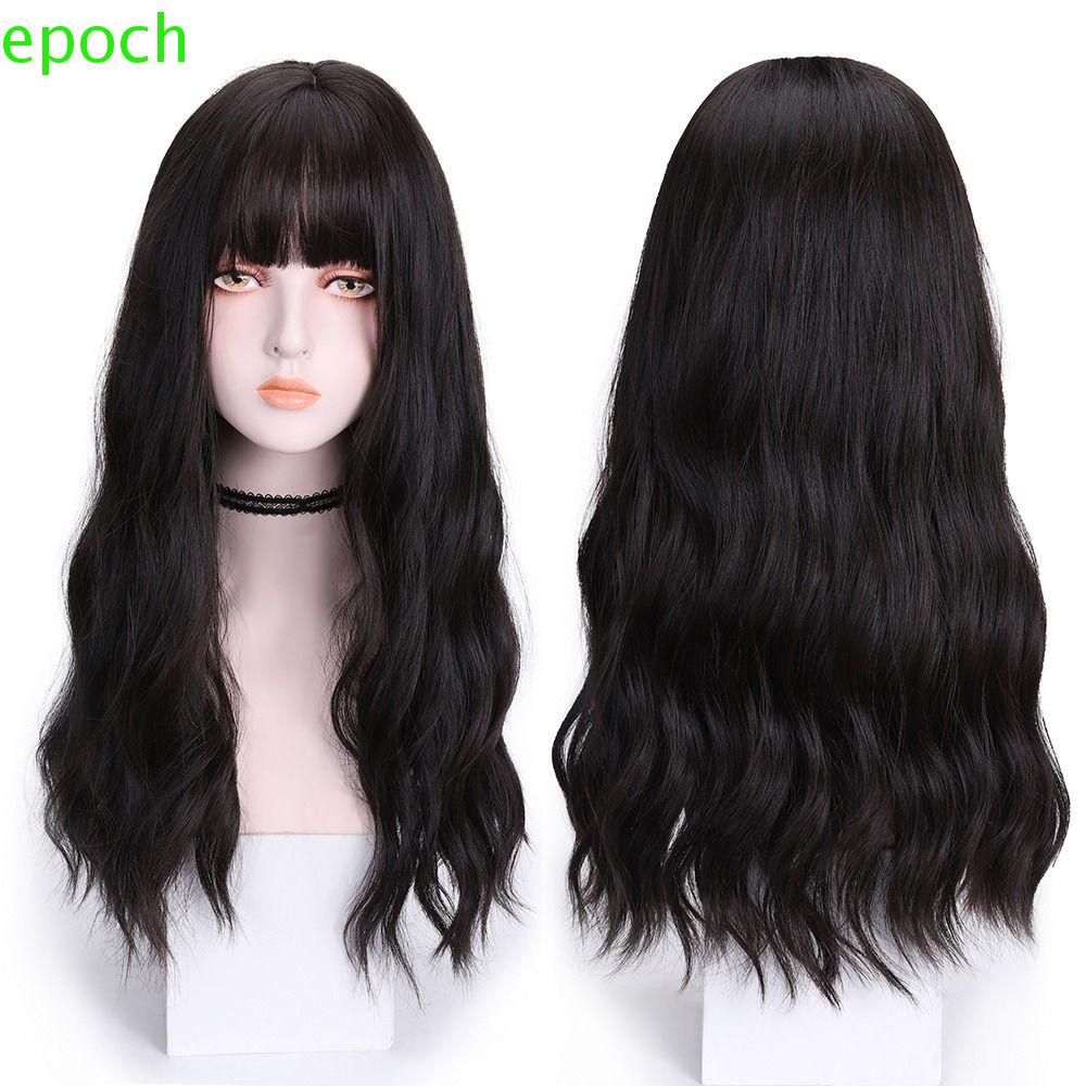 EPOCH Mái Tóc Giả Dài Gợn Sóng Màu Đen Bằng Sợi Tổng Hợp Kháng Nhiệt Dễ Thương Cho Nữ