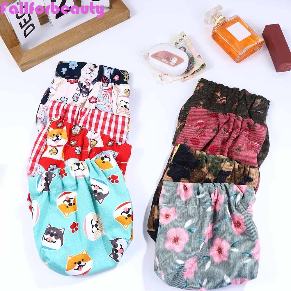 FALLFORBEAUTY Túi Đựng Băng Vệ Sinh Chìa Khóa Tự Đóng Chất Liệu Vải Nhung Kẻ Nhỏ Gọn Cho Nữ