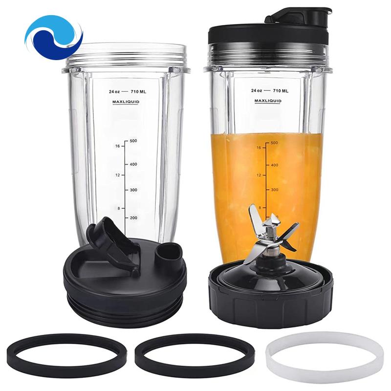 Cốc Xay Sinh Tố 24Oz Kèm 7 Lưỡi Dao Thay Thế Cho Nutri Ninja Auto IQ 24Oz