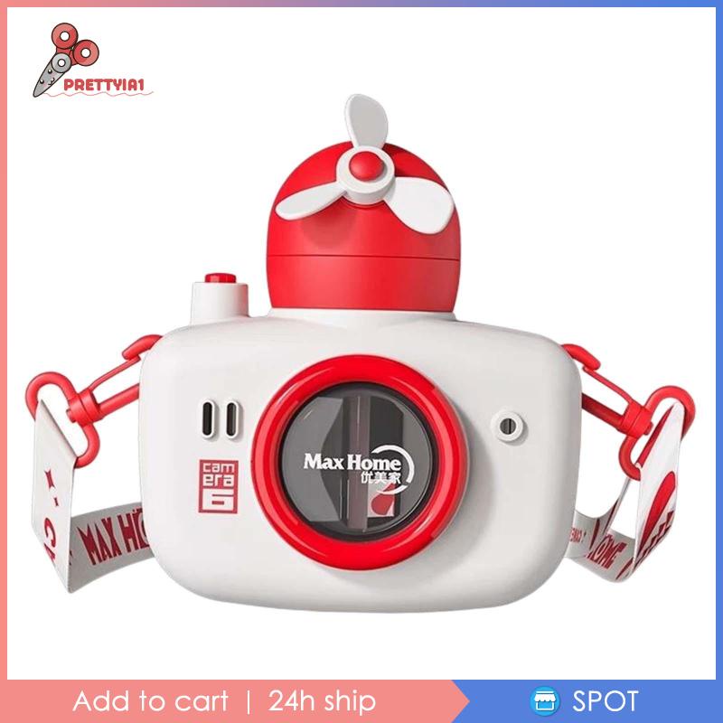 Bình Nước Hình Máy Ảnh Dung Tích 550ml Có Ống Hút Và Dây Đeo Cho Bé