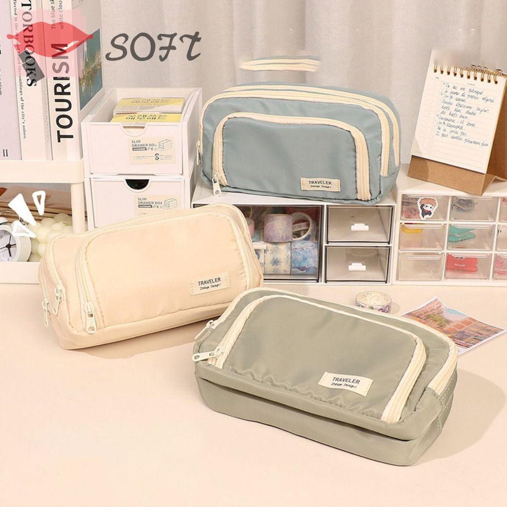 SOFTNESS Túi Đựng Bút Cỡ Lớn Phong Cách Hàn Quốc Ốp