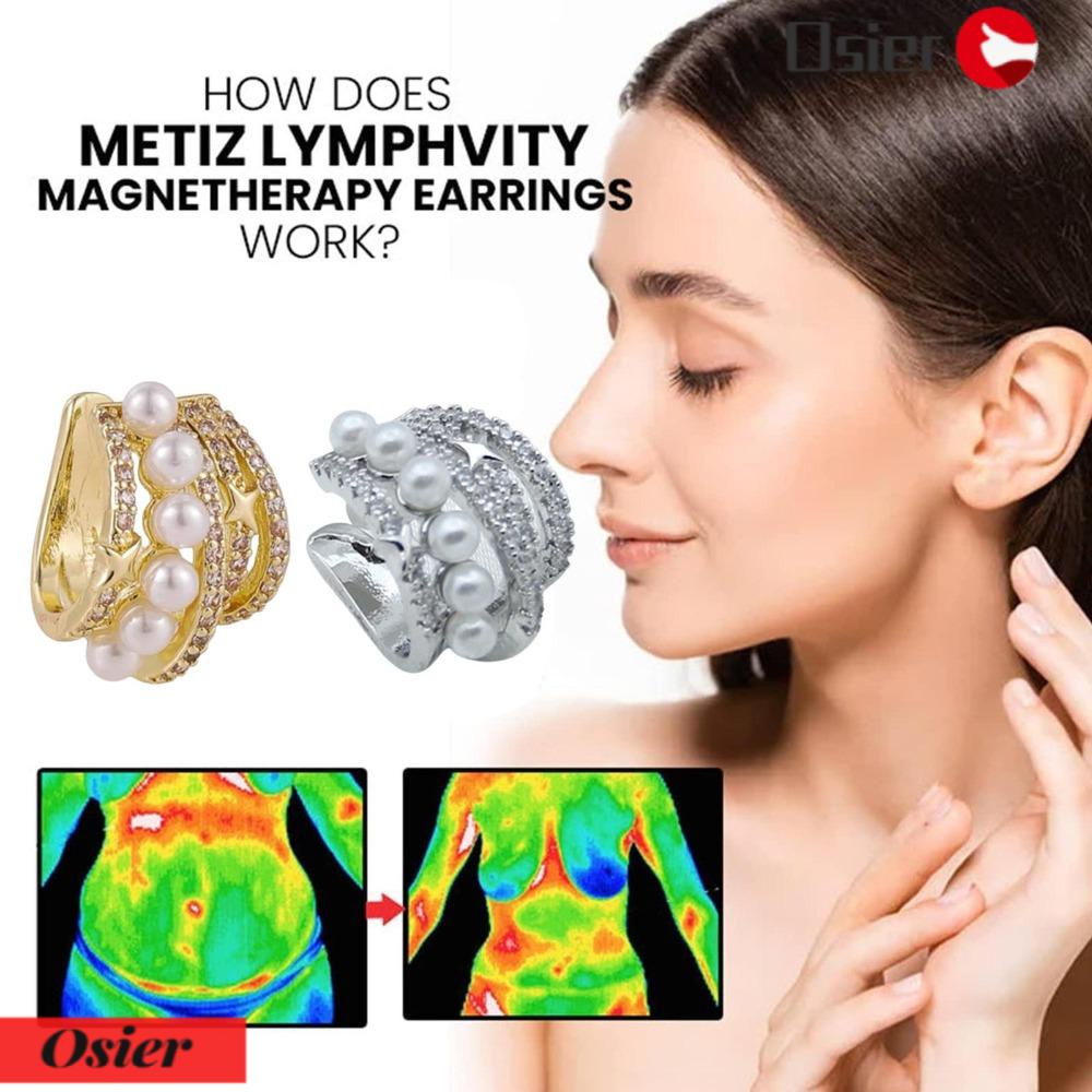 OSIER1 Khuyên Tai Nam Châm Châm Cứu Bằng Hợp Kim Màu Xanh Lá Magne Therapy Germanium Thời Trang Cho Nữ