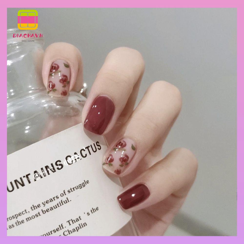 DIACHAVN Hộp 24 Móng Tay Giả Đầu Tròn / Vuông / Trái Tim