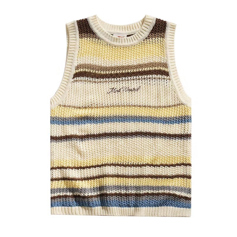 Áo Dệt Kim Không Tay Dáng Rộng Họa Tiết Kẻ Sọc Phong Cách Nhật Bản Thời Trang Mùa Hè Mới Cho Nữ