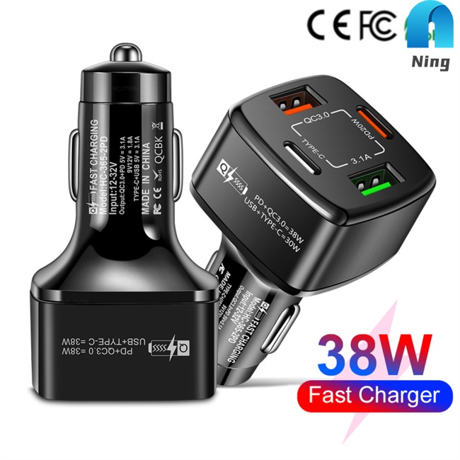 Tẩu Sạc Nhanh 38w Cổng Usb Type C Pd Qc3.0 3.1a Tương Thích Với Iphone Xiaomi