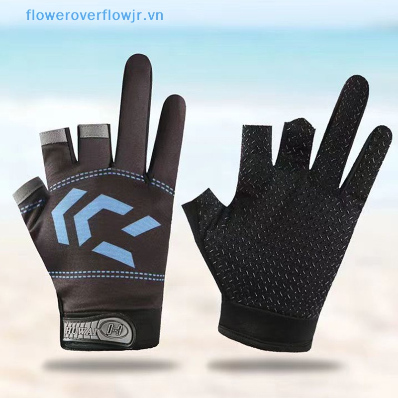 Găng Tay Nửa Ngón Bằng Lụa Lạnh Thoáng Khí Độ Co Giãn Cao Chống Trượt Dùng Khi Câu Cá / Đạp Xe Cho Nam
