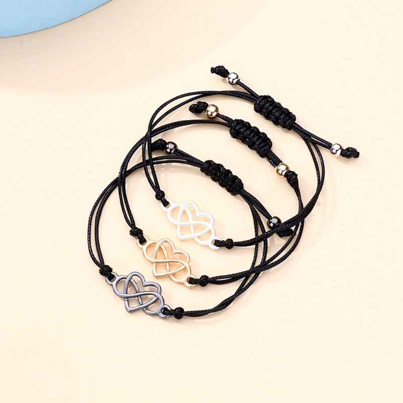 Ygt Set 3 Vòng Tay Dây Bện Mặt Hình Trái Tim Rỗng Đơn Giản Thời Trang Cho Nữ