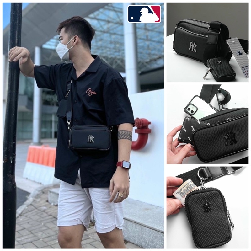Túi Đeo Chéo MLB Siêu Phẩm Full Đen Đủ Tag