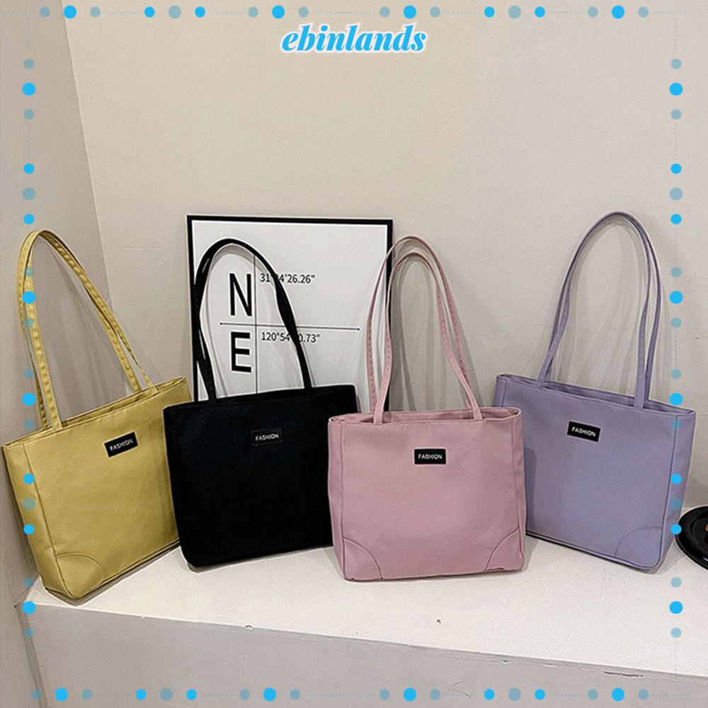 EBINLANDS Túi Xách Da PU Sức Chứa Lớn Màu Trơn Có Tay Cầm Cho Nữ