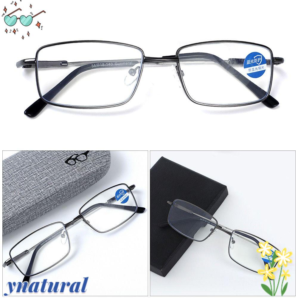 YNATURAL Kính Đọc Sách Gọng Vuông Kim Loại Siêu Nhẹ Chống Ánh Sáng Xanh Phong Cách Vintage