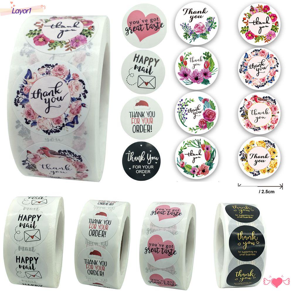 LAYOR1 Cuộn 500 Miếng Dán Tròn In Chữ Thank You Độc Đáo Trang Trí Gói Quà Tiện Dụng