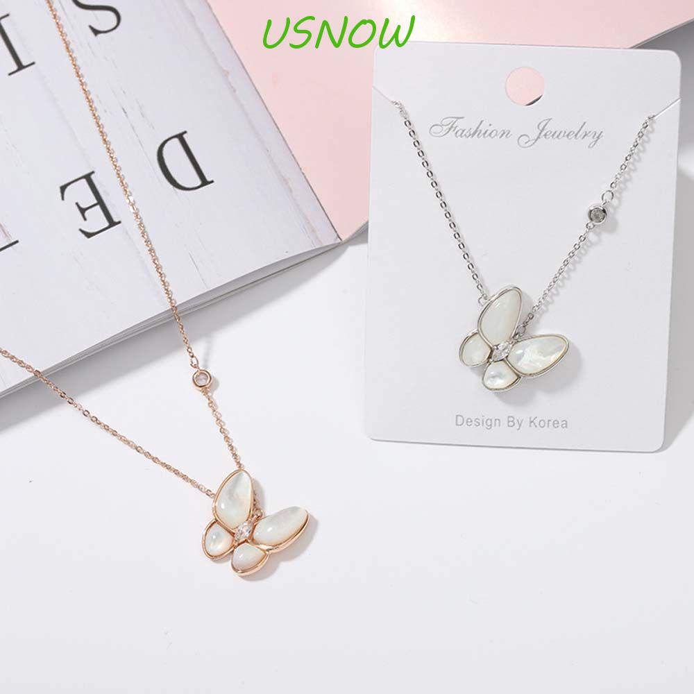 USNOW Vòng cổ Mặt Hình Bướm Màu Trắng Phong Cách Hàn Quốc Đơn Giản